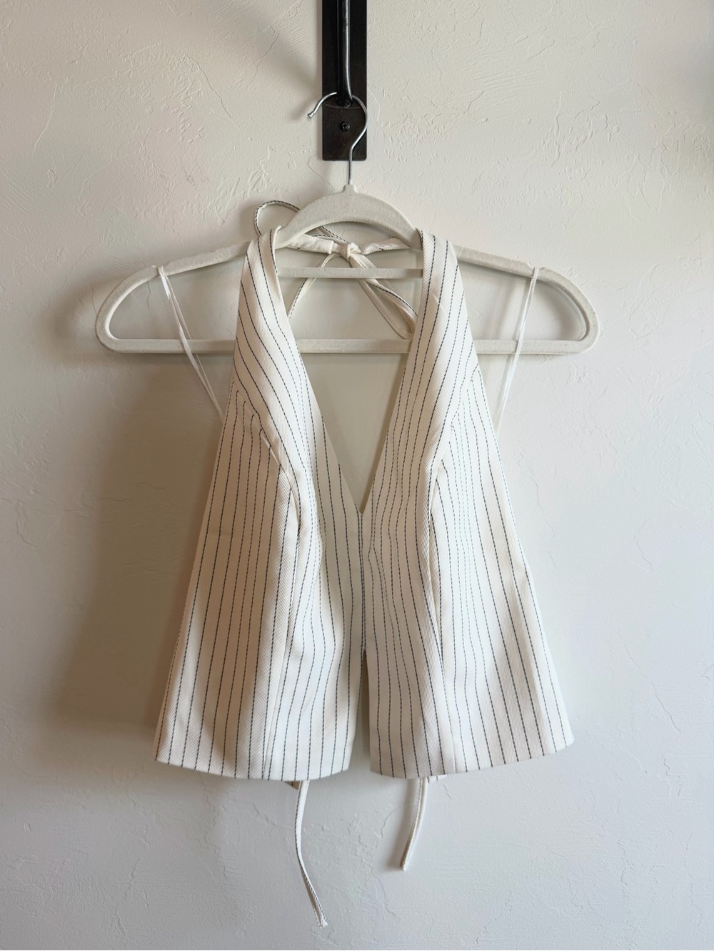 Abercrombie & Fitch Pinstripe Halter V-Neck Top